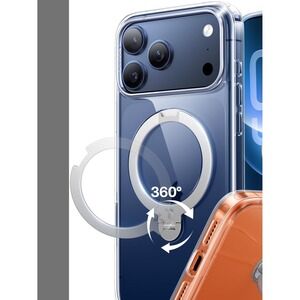 TORRAS Clear iPhone 17Pro Max Case  Magnetic Ring Stand 360 Spin Grip MagSafe